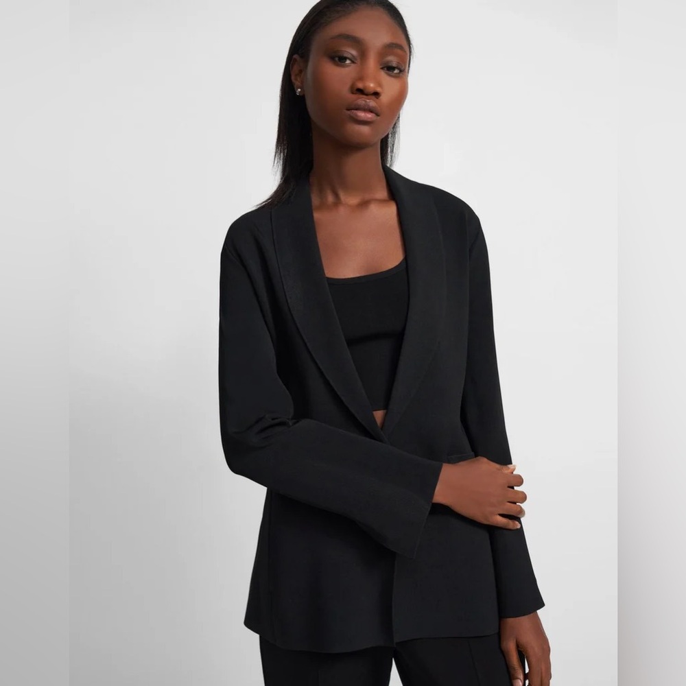 Theory Etiennette Stretch Knit Blazer Black M - Picture 3 of 9